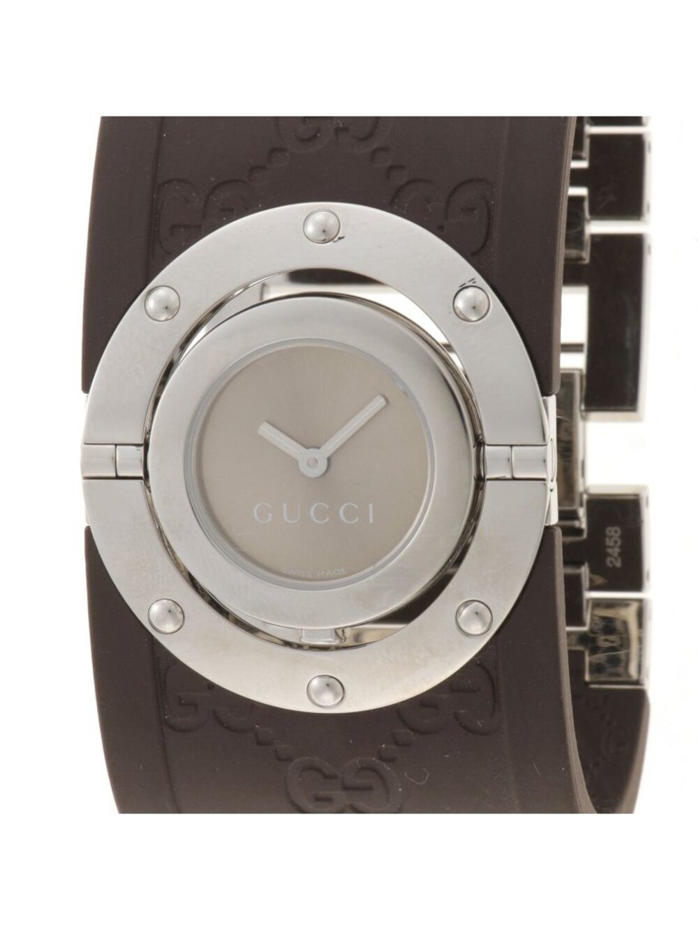 Gucci Toile 112 Watch Stainless Steel Brown Silver